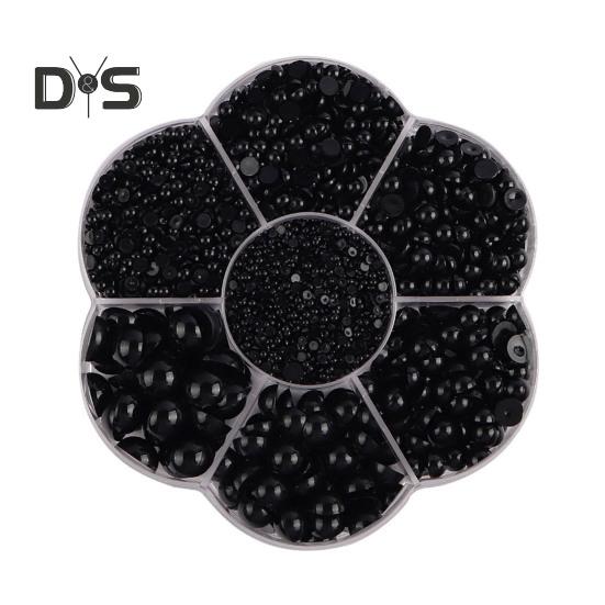 5600 Pcs Half Round Faux Pearls Flat Back Beads Bulk with Storage Box Assorted Sizes Fake Pearl Beads for Crafting DIY Nail Art Phone Decoration
