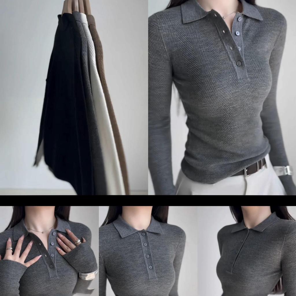 Women's Seamless Fishbone Pattern Sweater - 100% Pure Wool, Autumn/Winter Knit Base Layer