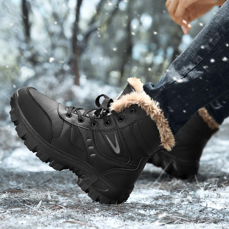 2024 New Winter Men's Snow Boots New Waterproof Leather Warm Plush Ankle Boots Non-slip High Quality Light Luxury Brand Shoes