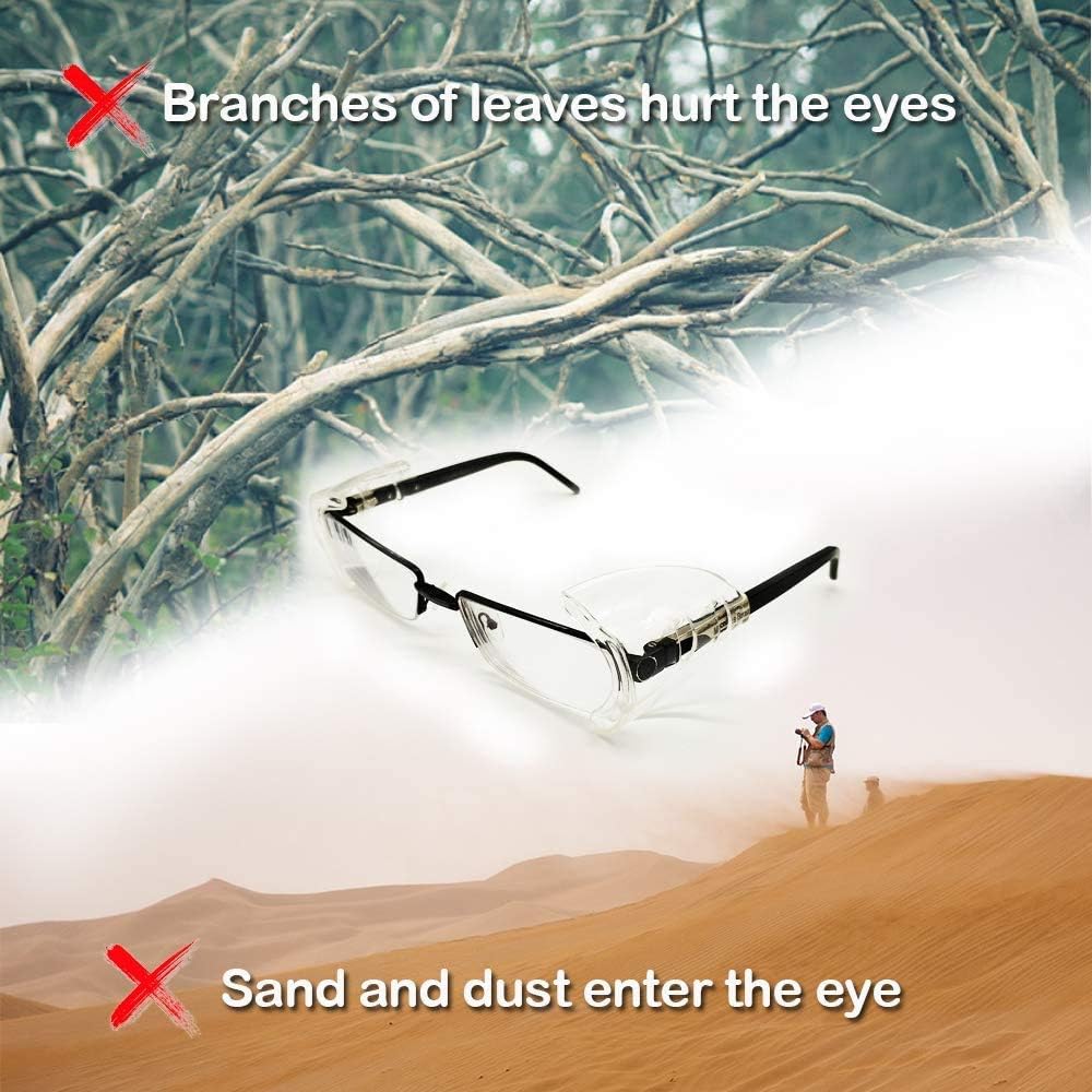 10 Pairs Safety Glasses, Flexible Anti-Slip Side Shields, Fits Medium To Large Eyeglasses with Clear Lenses