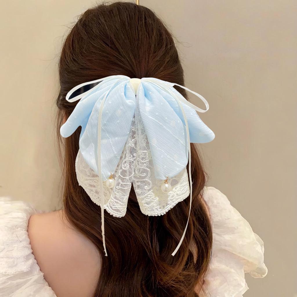 Elegant Retro Satin Bow Hair Clip for Women - Perfect for Low Ponytails and Head Ornaments