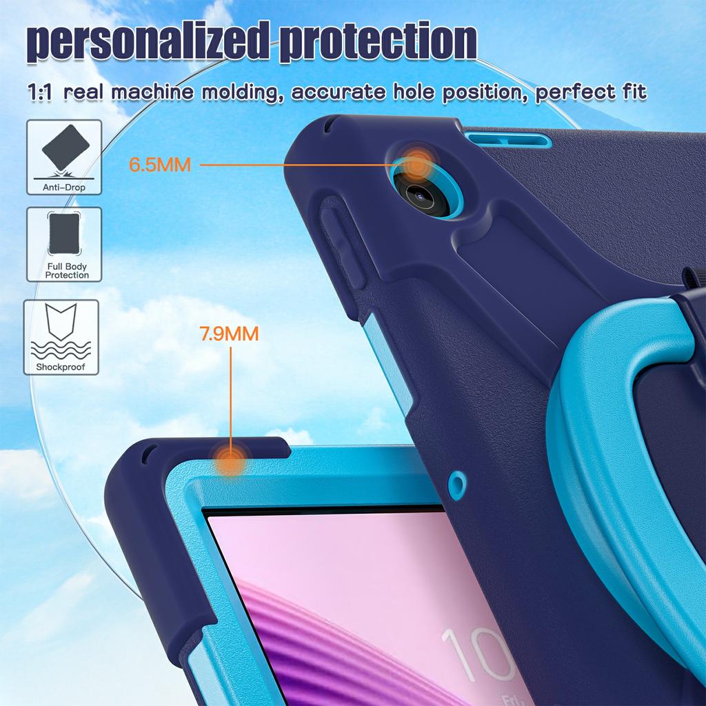 For Lenovo Tab 10.1 (2025) TB311XU/Zhaoyang K10C Case TPU + PC + Silicone Tablet Cover Swivel Kickstand Handle Grip