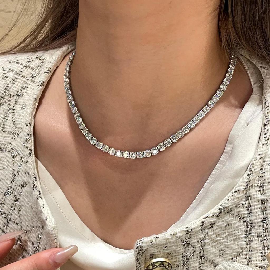 Cross Hot-Selling 316 Stainless Steel Tennis Necklace with Full Zircon, Hip Hop Chain for Trendy Men and Women, Titanium Steel Accessories.