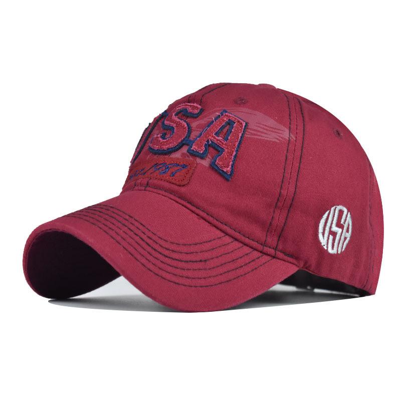 Usa Classic Cotton Baseball Cap With Adjustable Strap And Embroidered Letter Pattern For Men Women