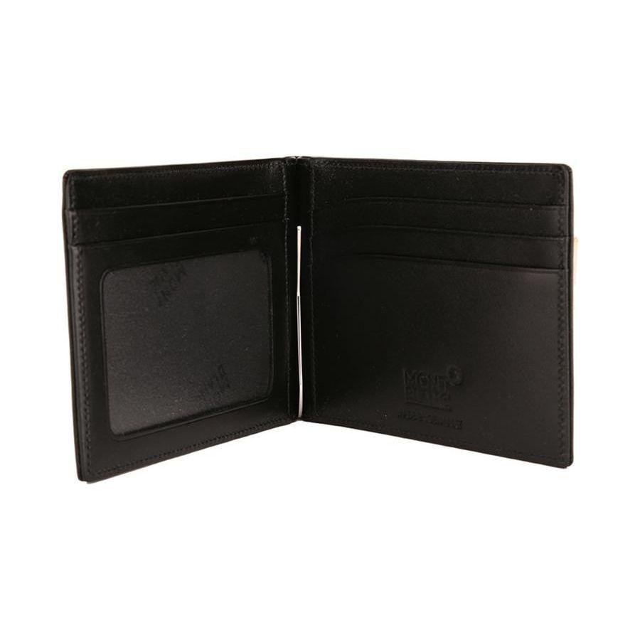 Montblanc Meisterstück Logo Stella Bianca Esagonale Portafoglio Semplice Classico in Pelle Portafoglio Uomo Nero 108945