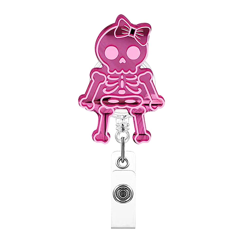 

Acrylic Skull Style Organism Retractable Nurse Student Badge Reel Id Card Name Tag Clip Badge Holder Worker Name Card Holder Accessory