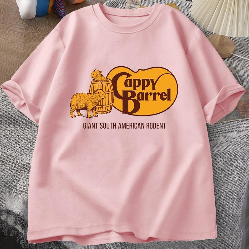 Cappy Barrel Capybara Tshirt Unisex Summer Cotton Short Sleeve Casual Graphic Tee Shirt Women Clothes Streetwear 90s T Shirts Top