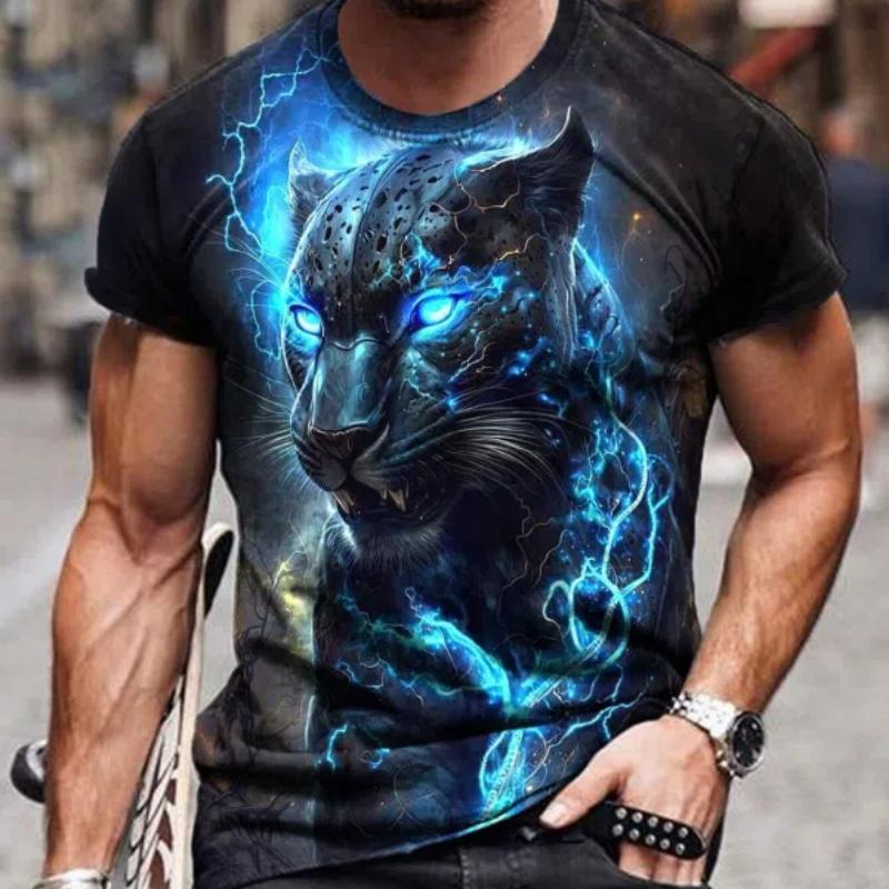 The Novel 3d Tiger Print Round Neck T-Shirt For Men And Women In 2023, Fashionable Casual Sportswear, Loose Oversized Pullover