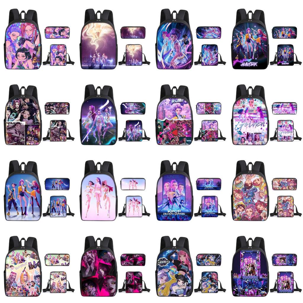 Kpop Demon Hunters School Backpack Set With Oxford Fabric And Air Cushion Straps For Students