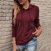 Top da Donna Autunno Inverno Camicia Scollo a V Monopetto Top Casual Felpa con Cappuccio Colore Unico Larga Moda Donna Felpe