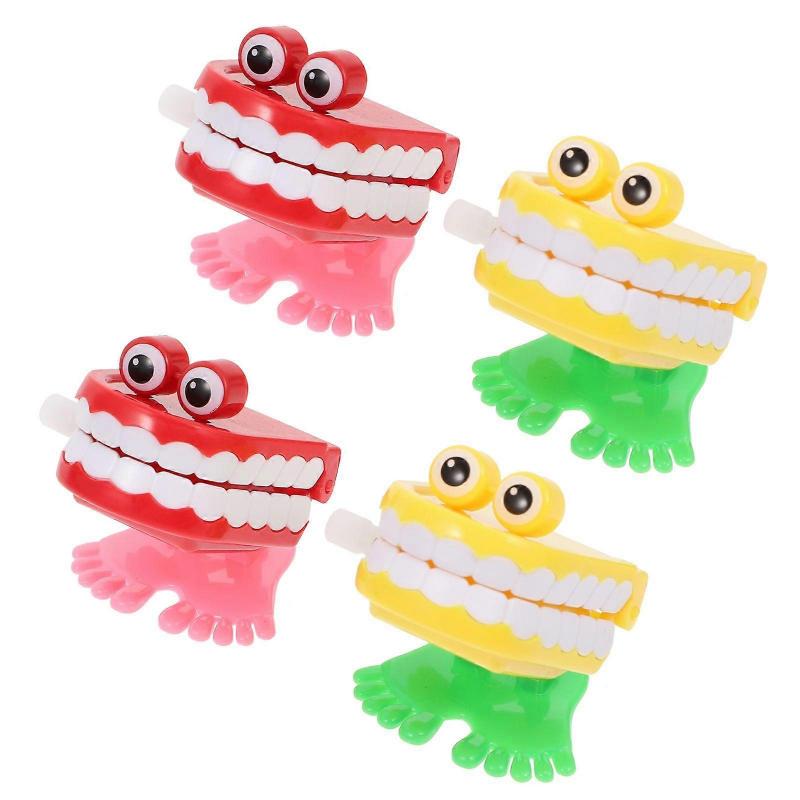 4Pcs Creative Teeth Shape Clockwork Toys Funny Wind-up Tooth Playthings