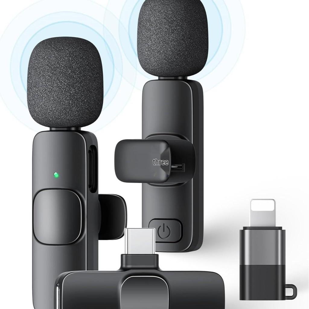Dual Wireless Lavalier Microphone for Outdoor Live Broadcasts and Video Recording with Noise Reduction