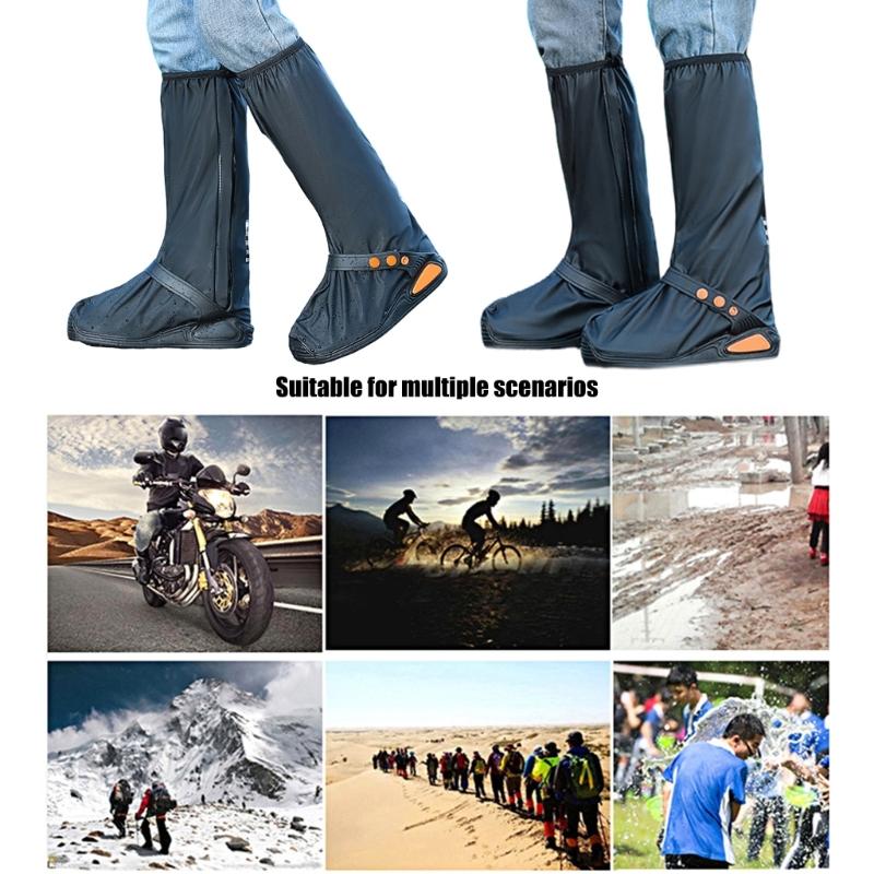 Reusable Rain Shoe Cover with Zippers for Outdoor Cycling Camping Fishing Wear-Resistant Watertight Shoe Cover