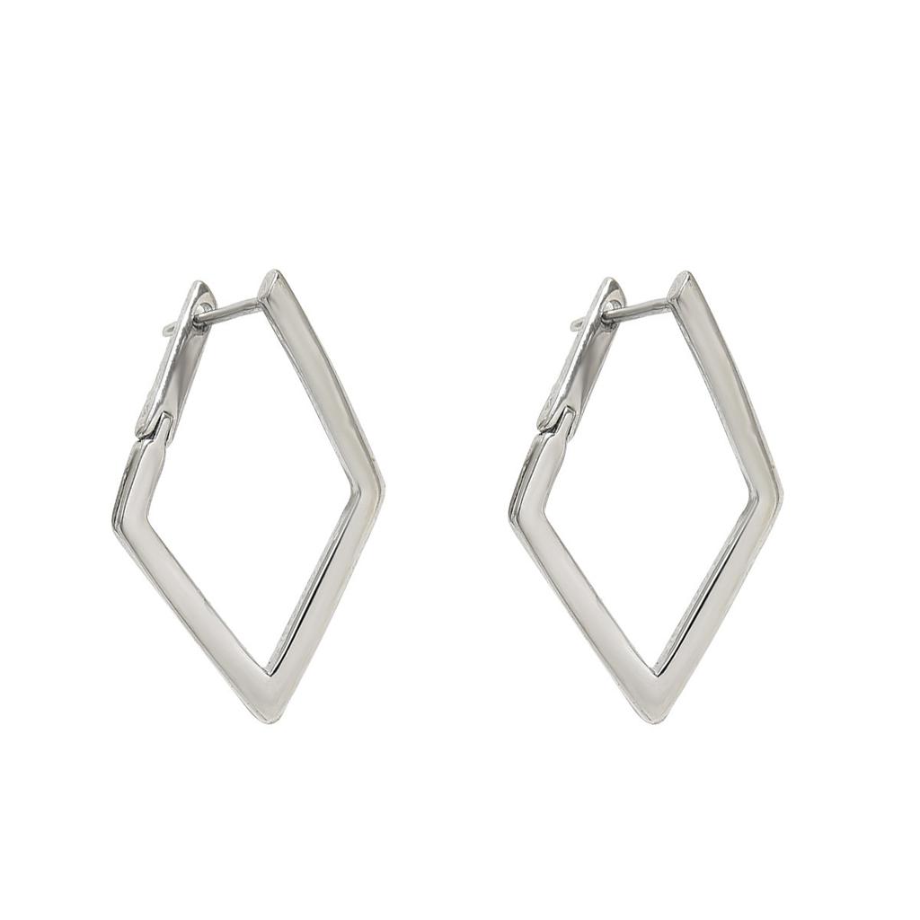 Geometric Diamond Shaped Hoop Earrings Stainless Steel Lightweight Durable Everyday Wear Fashion Jewelry for Women and Girls