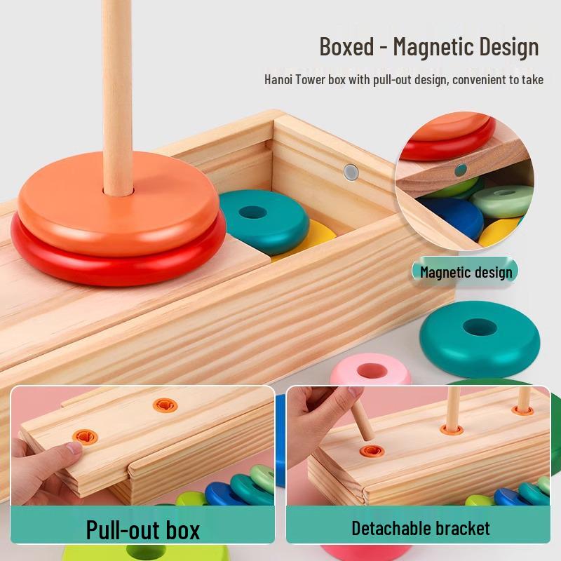 Tower of Hanoi Competition Toy for Primary Students - 10, 8, 5, 16 Layer Options