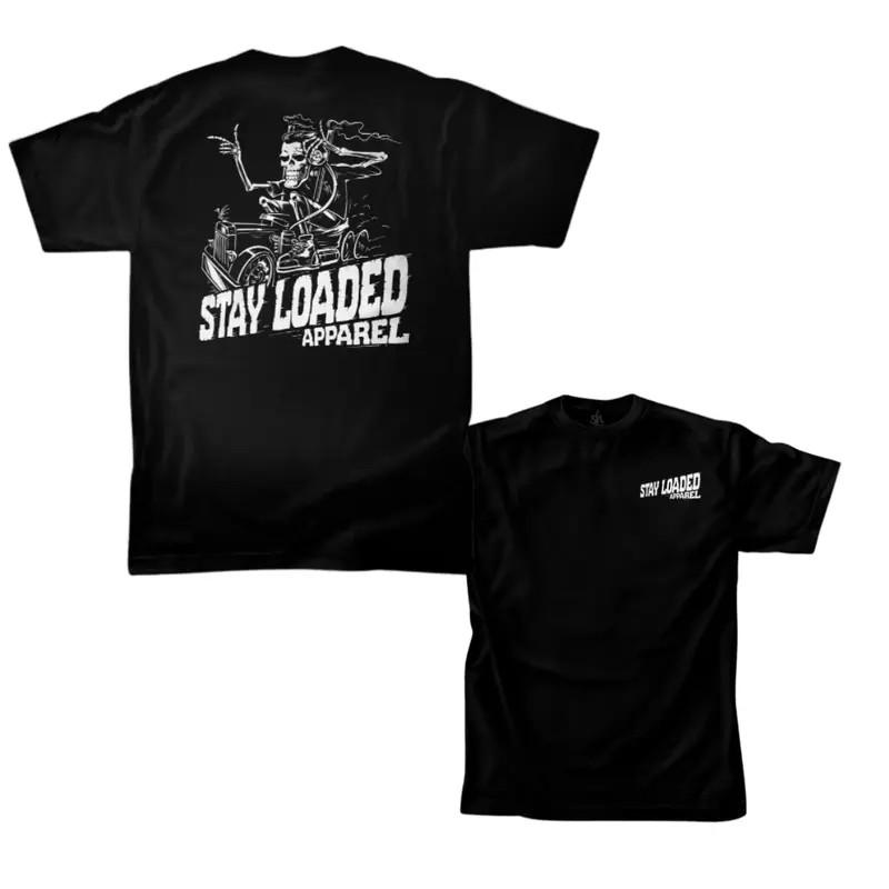 Футболка с принтом Stay Loaded Skeleton Lowrider Driver ? Чicano Череп Lowrider Автомобиль S разноцветный