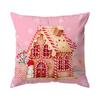 Pink Christmas Gingerbread Man Pillowcase Bedroom Sofa Cushion Cover 100% Polyester Living Room Cushion Pillowcase Home Decor