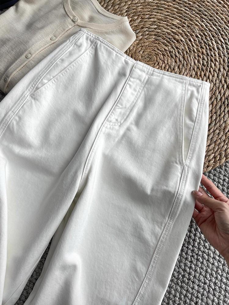 

Treasure God Women s High Waist Slimming Cropped Cotton Jeans XL белый