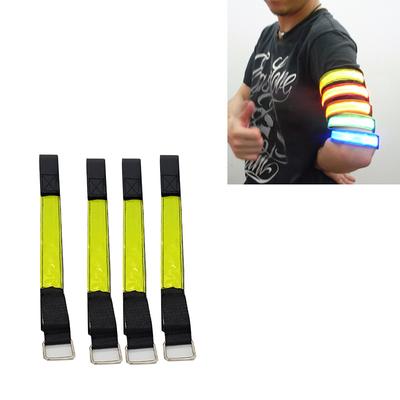 4PCS Yellow LED Flashing Wrist Band  Reflector Flashing Light Sports Armband