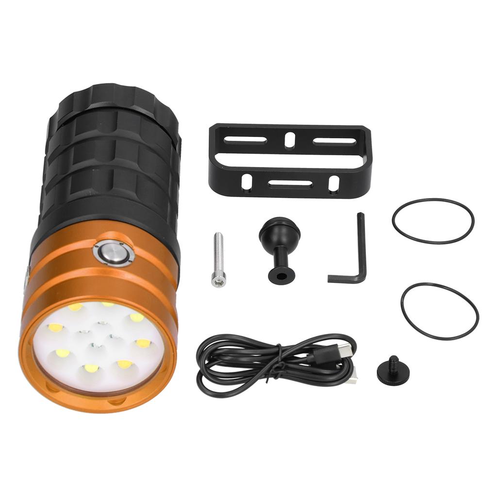 Diving Photography Fill Light 10000LM 12LED Professional Diving Flashlight for 100m