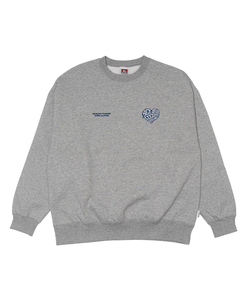 BEN DAVIS Heart Embroidered Crewneck Sweatshirt Black