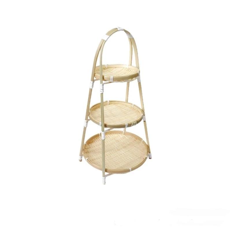 1/2/3 Layer Fruit Basket Food Basket Decorative Standing Tray Bamboo Serving Tray Bamboo Storage Basket For Kitchen