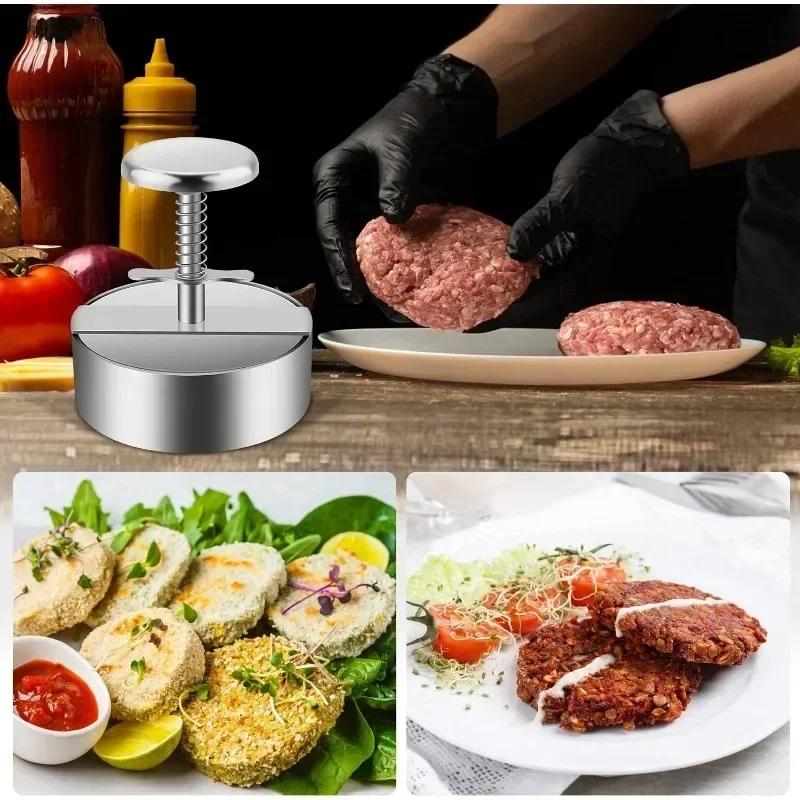 1PC Manual Meat Press Food Stainless Steel Burger Press Round Hamburger Patty DIY Meat Dumpling Wrapper Kitchen Gadgets