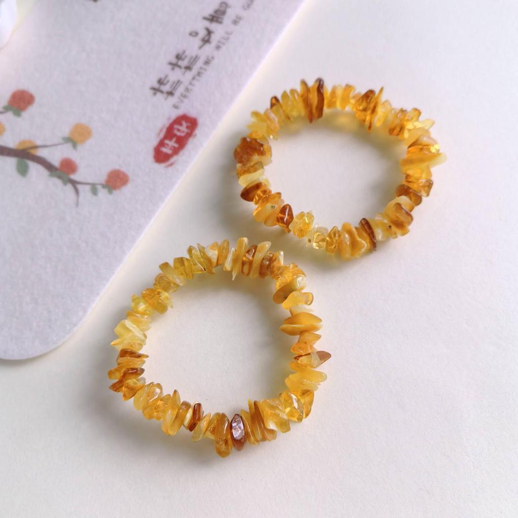 Genuine Baltic Sea Honey Amber Bracelet - Raw Amber in Irregular Shapes
