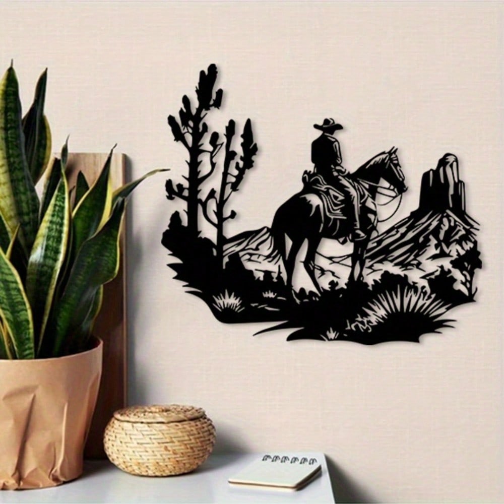 Vintage Iron Western Cowboy Horse Wall Art, Weather-Resistant Farmhouse Decor & Gift