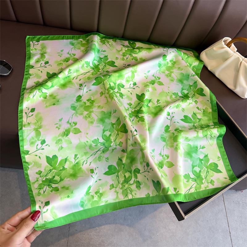 Fresh Forest Style Printed Square Scarf Elegant Women Accessory 66*70cm