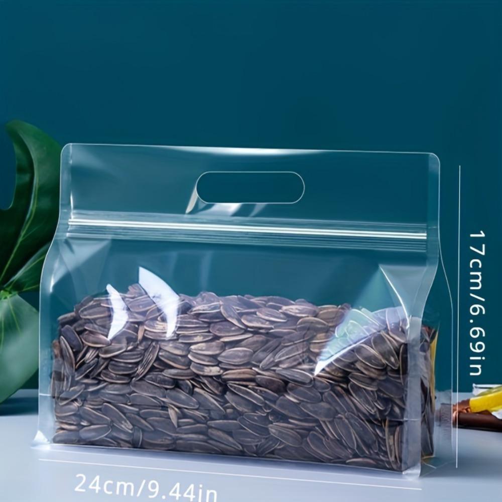 Achteckig versiegelt, transparent, selbstversiegelnd, 50 Stück, versiegelt für Snacks, rote Datteln, Holzohrnudeln