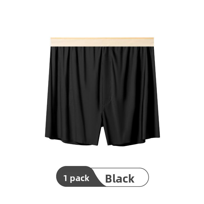 Men s Summer Ultra Thin Ice Silk Cool Loose Breathable Comfortable Four Corner Underwear L чёрный