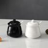 Black and White Ceramic Candy Jar Kitchen Seasoning Jar Household Storage Box Spoon Salt Bottle Household Kitchen Supplies