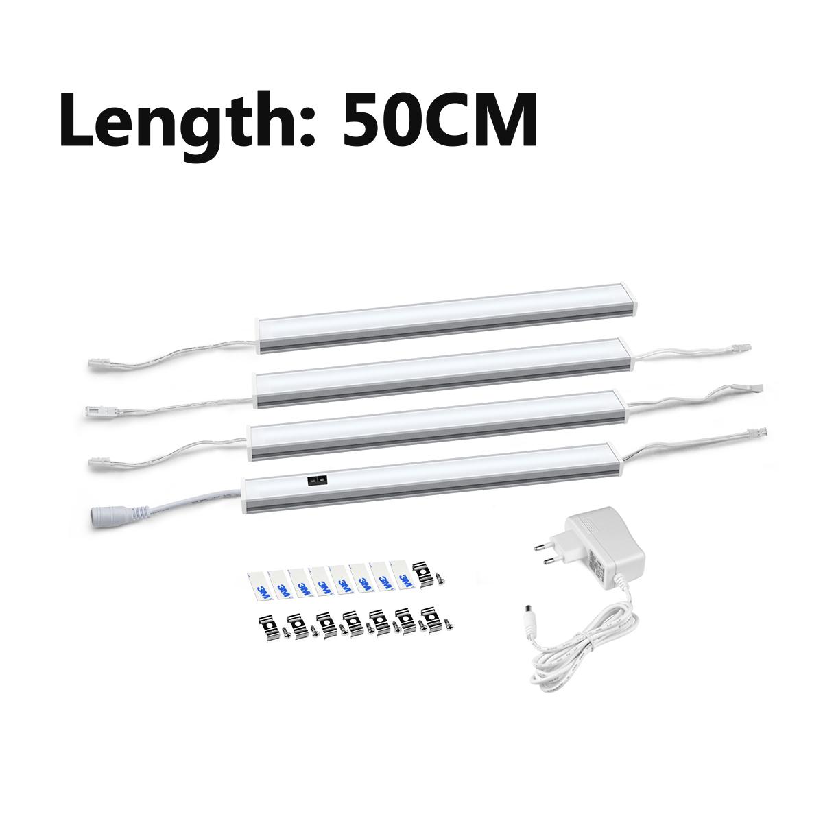 

1-5 шт. комплект серии Smart LED кухонный светильник 12 В светодиодный светильник для бара с алюминиевым профилем, трубчатые лампы, датчик ручной развертки, светильник для шкафа для кухни спальни 4PCS 50CM EU Plug теплый белый