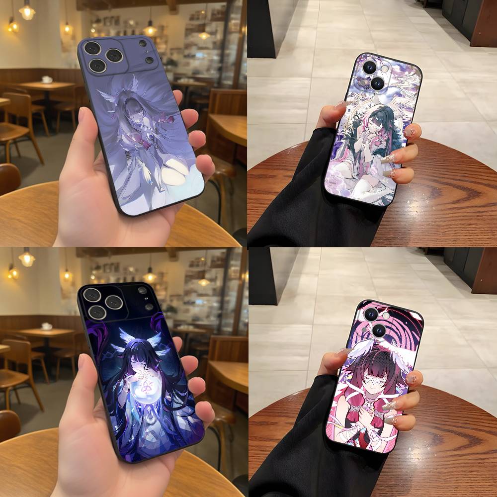 G-Genshin Impact C-Columbina Coque de téléphone résistante à l'usure Pour iPhone 17,16,15,14,13,12,11,Pro,Max,Plus Noir Housse Souple