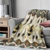 Bee Themed Art Digital Printing Throw Blanket - Cute Insect Motif Soft Lightweight Accent for Sofa Bed Travel Office