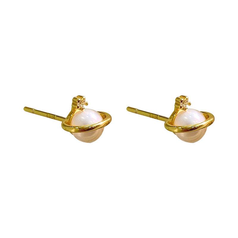 Les Boucles d'Oreilles Pearl Planet sont Petites, Légères et Luxueuses, Haut de Gamme, Tempérament Mini et Petites Boucles d'Oreilles Exquises Nouveau Style