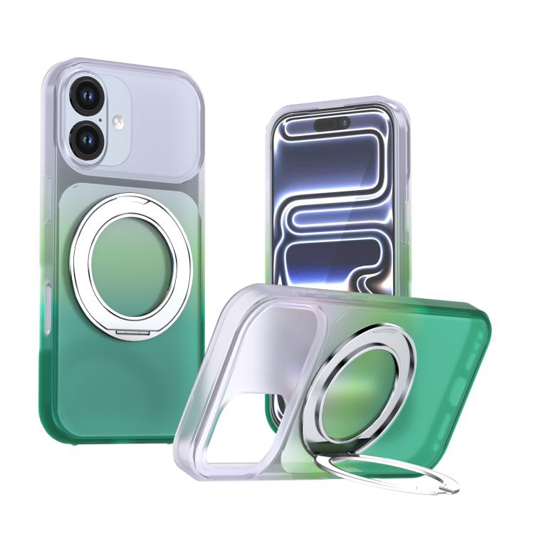 Phantom Skin Feel Gradient PC+TPU Phone Case With 360° Rotating Metal Holder, Magnetic Wireless Charging Shockproof Protective Cover