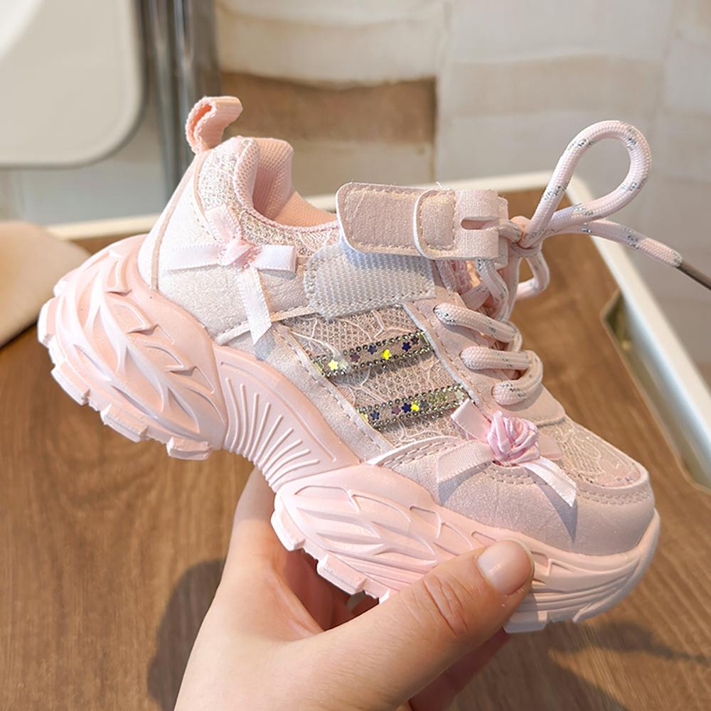 PU Leather Sport Shoes For Girls Korean Style Trend Fashion Kid's Sneakers Lightweight Anti-slippery Children's Running Shoes