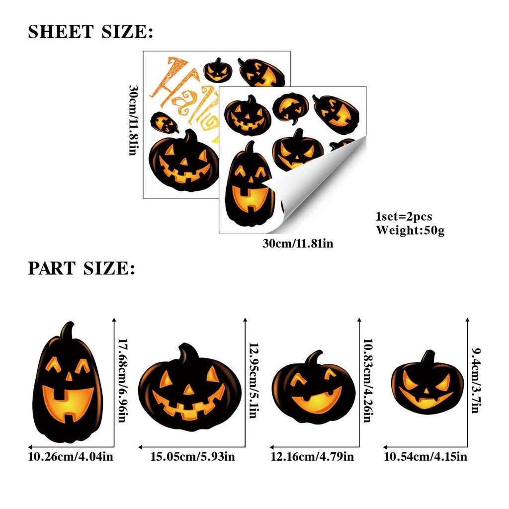 Glow-in-the-Dark Pumpkin Stickers for Halloween Decoration