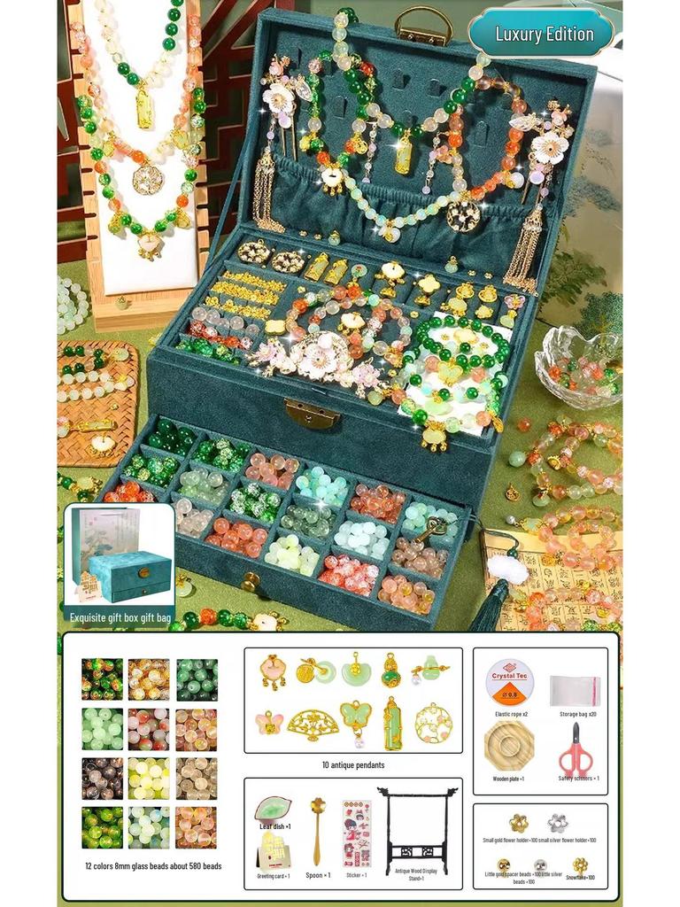 Children's Handcrafted Glass Bead Bracelet DIY Kit - Ancient Style Jewelry Gift