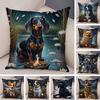 Moon Boat Butterfly Dog Corgi Cushion Cover Double Print Decor Pet Animal Pillowcase Soft Plush Pillow Case For Car Sofa Home