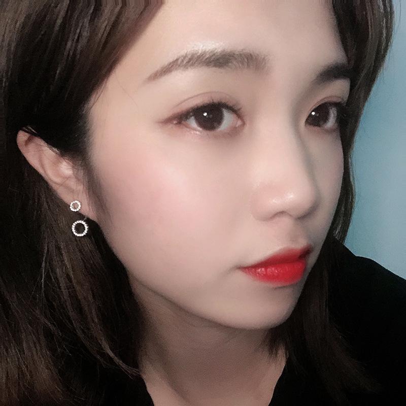 BELLA BOX New Small  Round Earrings With Pure Silver Stud Earrings On The Front And Back Are A Light Luxury Accessory For Women