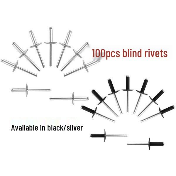 Aluminum Alloy Black/Silver Round Head Rivets for Doors & Windows, 100pcs 100pcs Silver 3.2x13mm