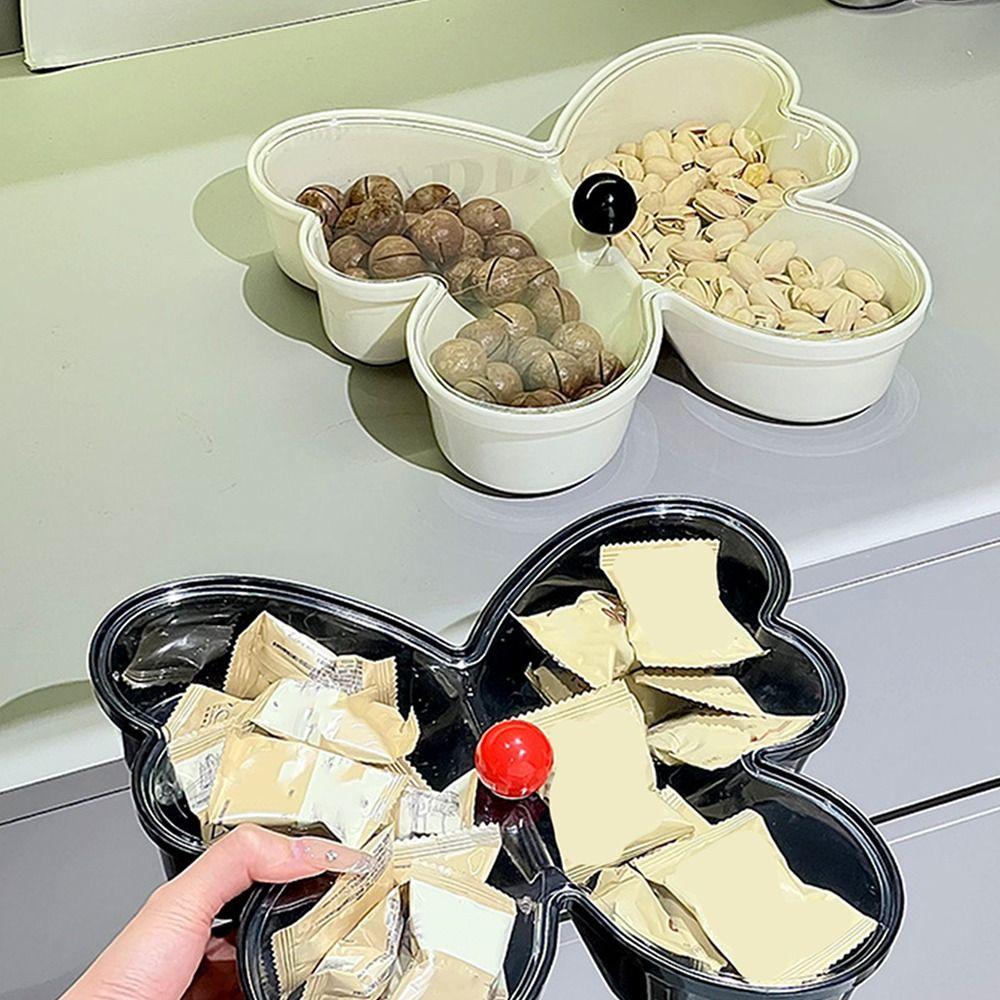 Butterfly-shaped Fruit Plate Tray Reusable Creative Candy Storage Box with Lid 2 Compartments Fruit Snack Plates Snack Box