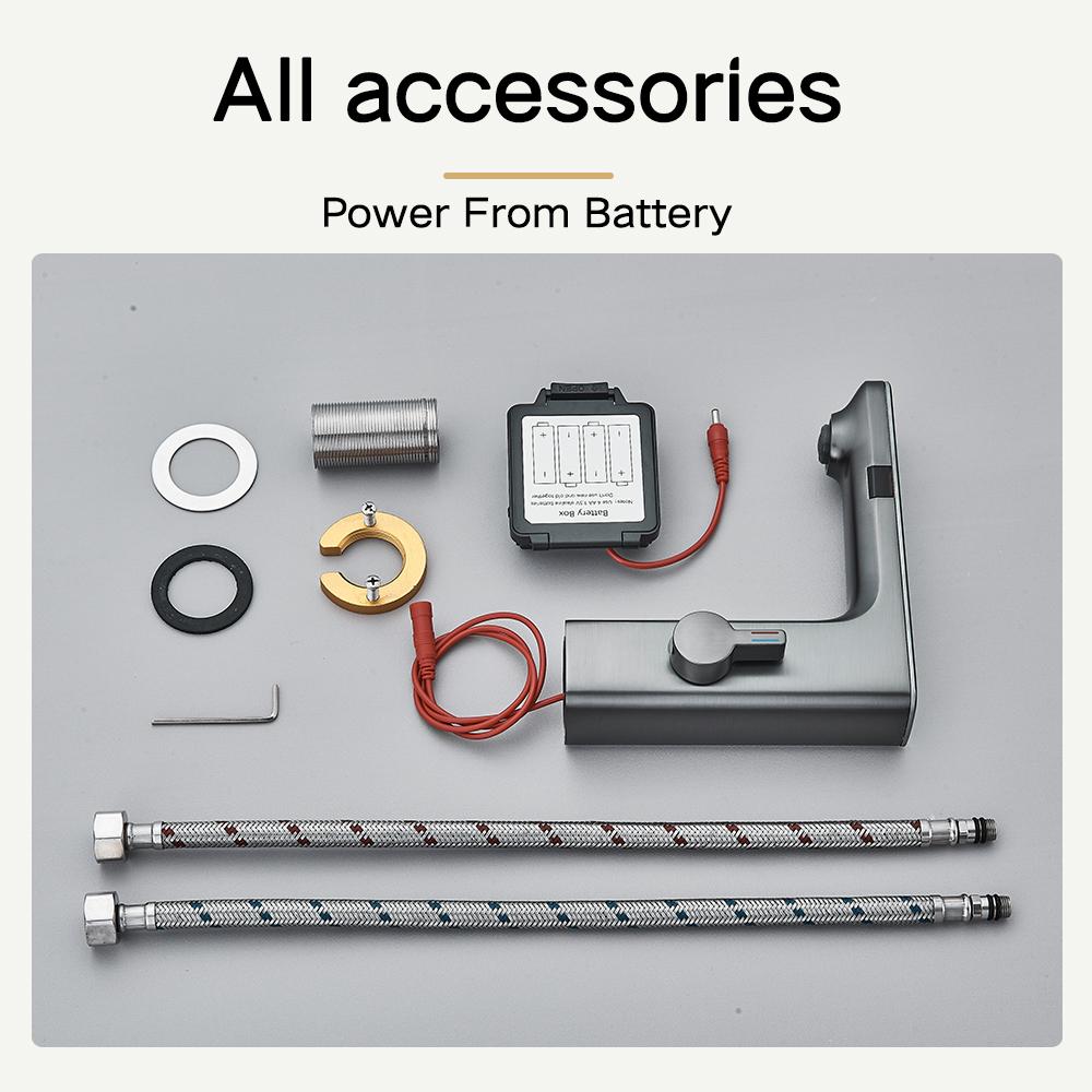 Touchless Sensor Basin Faucet Smart Digital Display Bathroom Sink Faucets Grey Brass Sense Hot Cold Water Mixer Tap Crane