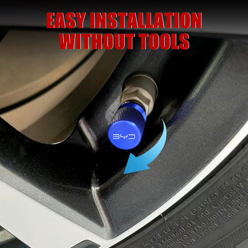 4 Stück Auto Rad Reifen Ventilkappen Reifenventil Schaftabdeckung Staubdicht Wasserdicht für BYD Shark 6 Qin Plusdmi Atto 3 Han EV Dolphin Yuan Plus