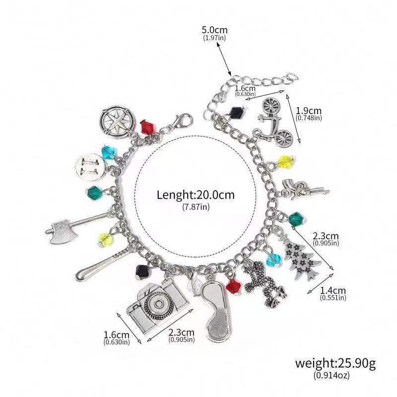 Seltsamer ABXYZ Metallplaketten Schlüsselanhänger Autoschlüsselanhänger Taschenanhänger Armband Halloween Cosplay Schmuck für Damen und Herren