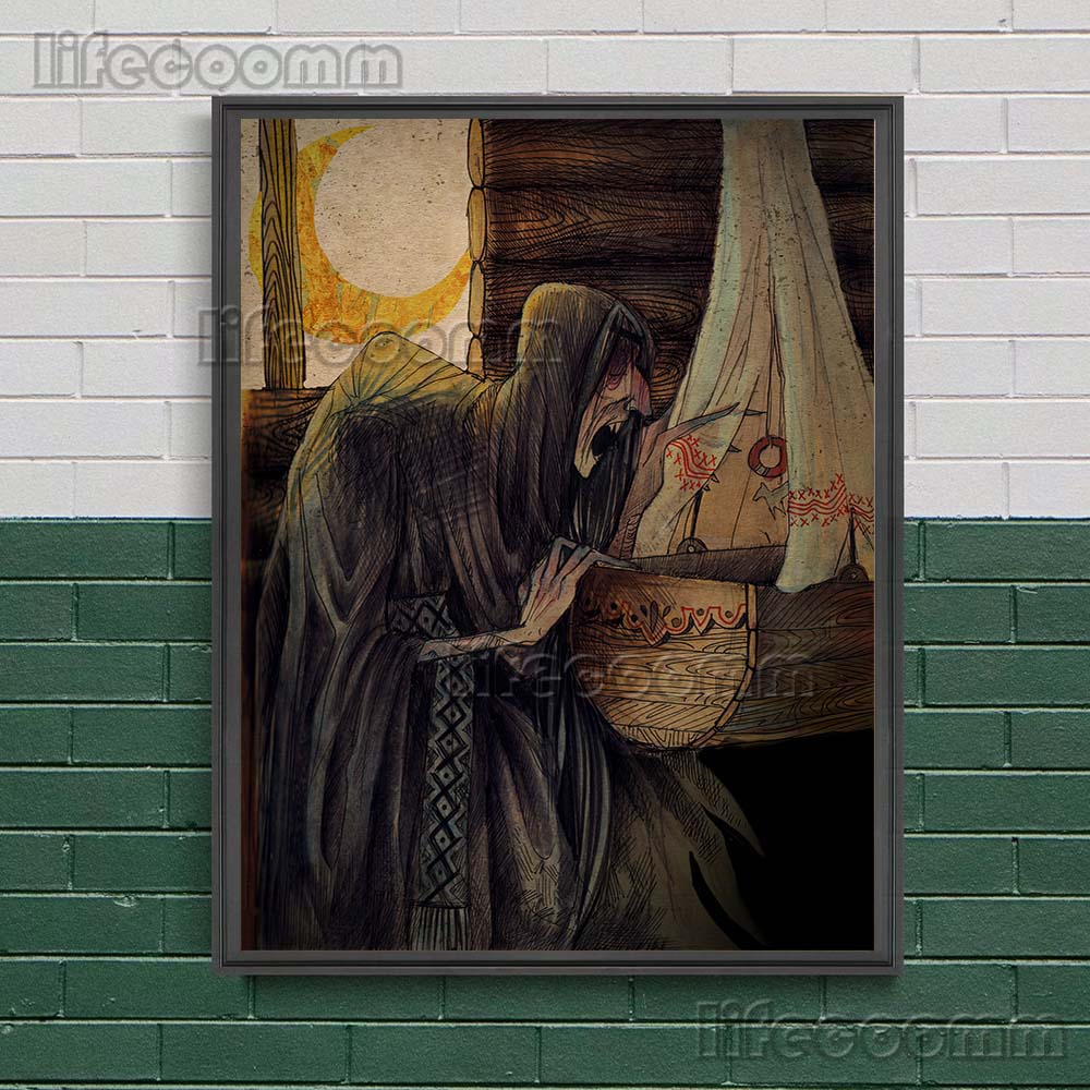 Mysterious Creature In Slavic Mythology Vintage Wall Art Canvas Painting Kikimora,Vodyanoy,Lady Midday Art Poster Prints Decor No Frame