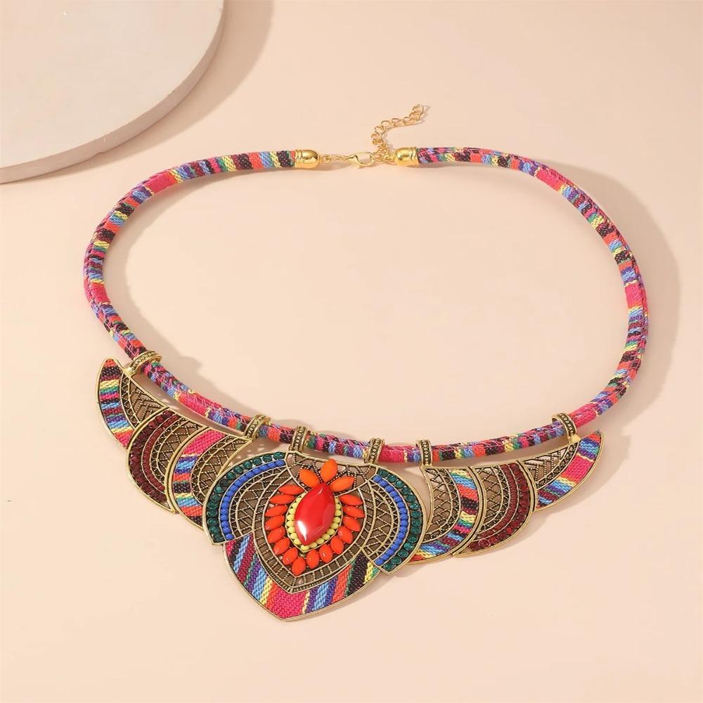 3Pcs/Set Braided Rope Indian Choker Ethnic Style Leisure Necklace Fashion Bohemian Necklace  Ladies